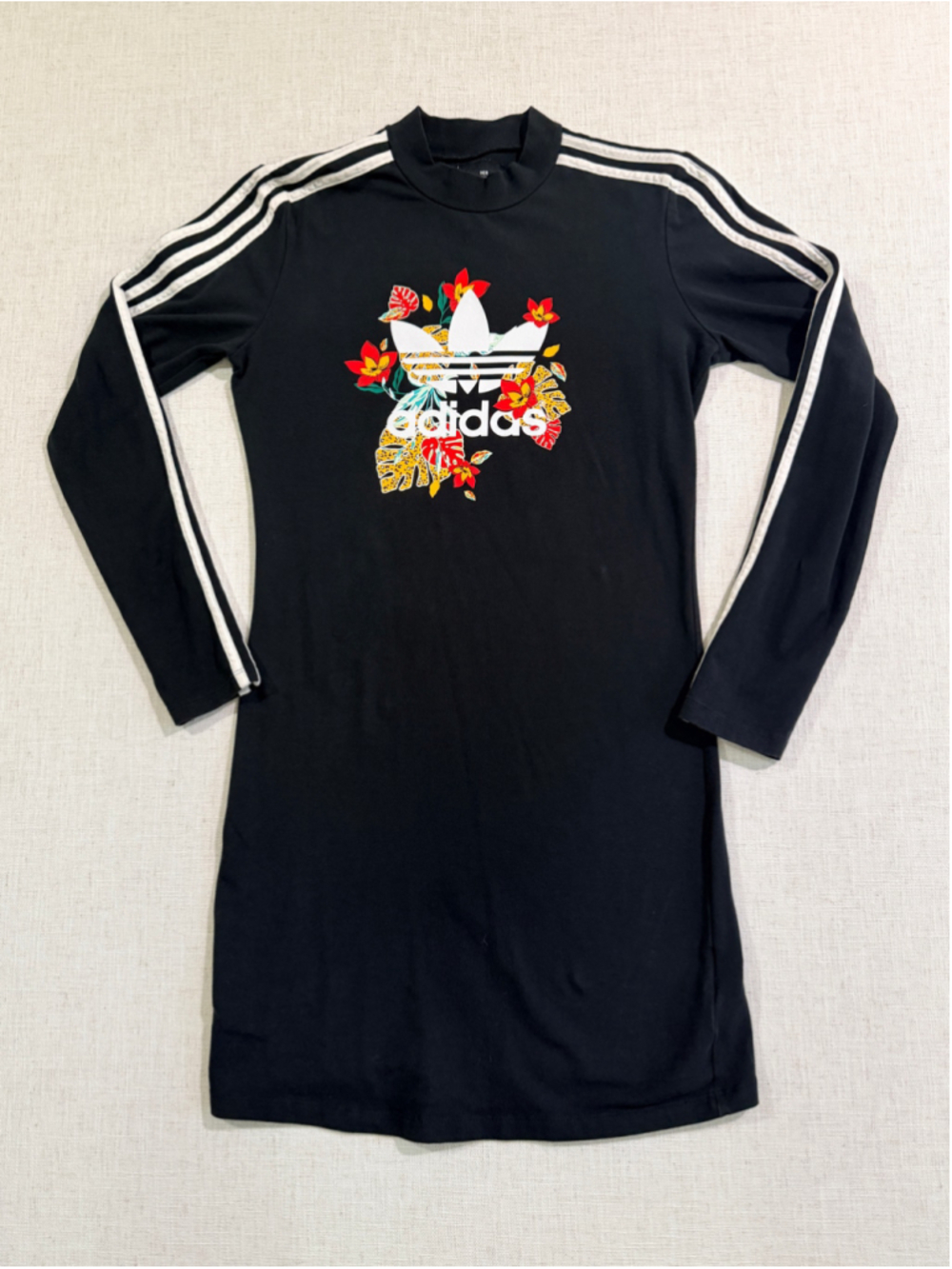 adidas HER Studio London Women’s M Floral 3 Stripe Long Sleeve Mini Dress